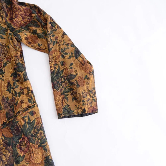 Vintage Gold Floral Brocade Single Button Blazer Small - Picture 5 of 12